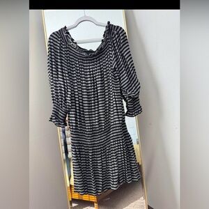 Norma Kamali Monochrome Striped Dress